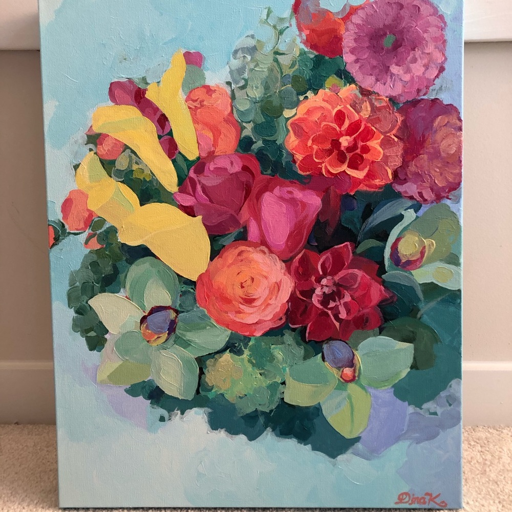 Original acrylic painting of flowers - Picture 5 of 7